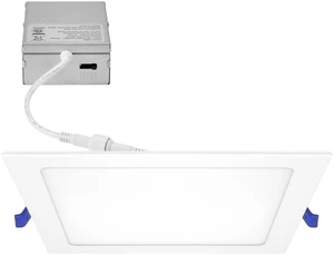 Maxxima 8 in. 5 CCT Square Slim Recessed LED Downlight, 1600 Lumens, White | Color Selectable 2700K/3000K/3500K/4000K/5000K, Flat Panel Dimmable Light Fixture, Canless with J-Box Included Maxxima 8 in. 5 CCT Square Slim Recessed LED Downlight, 1600 Lumens, White | Color Selectable 2700K/3000K/3500K/4000K/5000K, Flat Panel Dimmable Light Fixture, Canless with J-Box Included