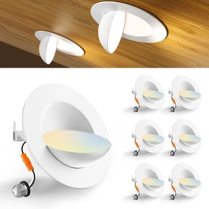 Amico 6 Inch Eyeball Gimbal Retrofit Can Lights, Adjustable, 5CCT, 6 Pack | 360°+90°Adjust Directional, 12W, 1200LM, 2700K/3000K/4000K/5000K/6000K Select, Dimmable, IC Rated, ETL & FCC