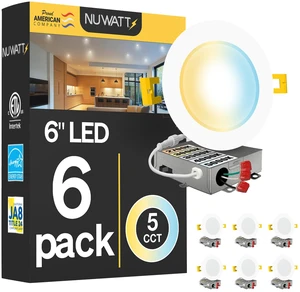 Canless Recessed Lighting 6 Inch, 2700K-5000K, Dimmable, ETL, 6 Pack | 1050 LM, 45 Year Lifespan, Wet & IC Rated, Airtight, CCT 2700K/3000K/3500K/4000K/5000K, 15W, 6" LED Wafer Lights, Energy Star Canless Recessed Lighting 6 Inch, 2700K-5000K, Dimmable, ETL, 6 Pack | 1050 LM, 45 Year Lifespan, Wet & IC Rated, Airtight, CCT 2700K/3000K/3500K/4000K/5000K, 15W, 6" LED Wafer Lights, Energy Star