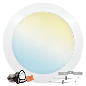 8 Inch LED Disk Lights, 27W, 2000LM, 5CCT Selectable 2700K - 5000K | Flush Mount Recessed Retrofit Ceiling Light, 2000LM, Dimmable, J-Box or 6" Can Install, 9.4" Face Diameter, Energy Star, ETL 8 Inch LED Disk Lights, 27W, 2000LM, 5CCT Selectable 2700K - 5000K | Flush Mount Recessed Retrofit Ceiling Light, 2000LM, Dimmable, J-Box or 6" Can Install, 9.4" Face Diameter, Energy Star, ETL