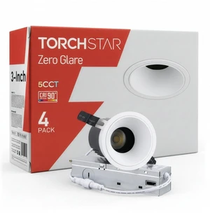 TORCHSTAR 4-Pack 3 Inch 5CCT Zero Glare LED Recessed Lights with J-Box | Deep Recessed Anti Glare Canless Downlight, Gimbal Ceiling Light, Ultra Narrow Frame, ETL FCC, 2700K/3000K/3500K/4000K/5000K TORCHSTAR 4-Pack 3 Inch 5CCT Zero Glare LED Recessed Lights with J-Box | Deep Recessed Anti Glare Canless Downlight, Gimbal Ceiling Light, Ultra Narrow Frame, ETL FCC, 2700K/3000K/3500K/4000K/5000K
