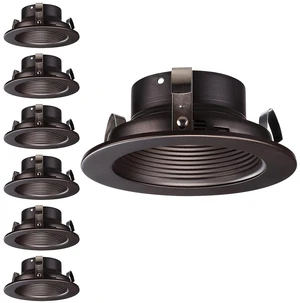 TORCHSTAR 6-Pack 4 Inch Recessed Light Trim, Oil Rubbed Bronze | Full Metal, Step Baffle, 4 Inch Can Light Trim for PAR16, PAR20, BR20, Anti Glare, Fit Halo/Juno Remodel Recessed Housing