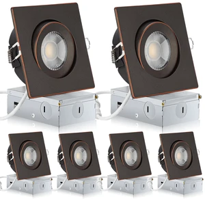 KnLnny Ware Bronze 4 Inch Square Gimbal Recessed LED Spot Lights,6 Pack | 9W, IC Rated Air Tight, Swivel Adjustable Eyeball Downlight with J Box, 180° Rotation Canless LED Ceiling Light KnLnny Ware Bronze 4 Inch Square Gimbal Recessed LED Spot Lights,6 Pack | 9W, IC Rated Air Tight, Swivel Adjustable Eyeball Downlight with J Box, 180° Rotation Canless LED Ceiling Light
