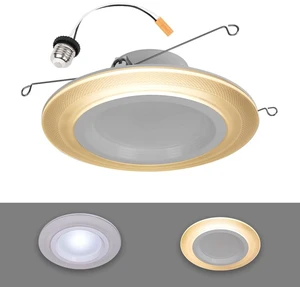 HALO RL LED Recessed Lighting 5/6 inch Trim with Night Light 5CCT 1000lm | Retrofit can light toggle for night light , wet-rated for showers & protected ceilings, 2700K-5000K, Dims to 5%+dim to warm