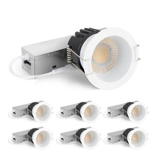 Adetu 6 Pack 2 Inch 5CCT Anti-Glare LED Downlight, Recessed Ceiling Light | IP65 Waterproof, 2700K-5000K Selectable, 40° Beam, CRI90+, 8W COB, 840LM, 5%-100% Dimmable-ETL and Energy Star Certified