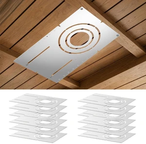 Amico 12 Pack 13 Inch New Construction Mounting Plate, Wafer Light Bracket | Round Hole 3/4/6 Inch Flat Galvanized Steel Wafer Light Rough in Plate for LED Recessed Lighting Housing Amico 12 Pack 13 Inch New Construction Mounting Plate, Wafer Light Bracket | Round Hole 3/4/6 Inch Flat Galvanized Steel Wafer Light Rough in Plate for LED Recessed Lighting Housing