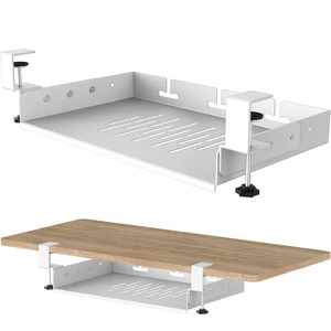 Under Desk Laptop Mount No Drill ,Compatible for MacBook,Mini (White) | Metal Under Desk Device Holder, Under Desk Storage Shelf Compatible for Keyboard, Router Under Desk Laptop Mount No Drill ,Compatible for MacBook,Mini (White) | Metal Under Desk Device Holder, Under Desk Storage Shelf Compatible for Keyboard, Router