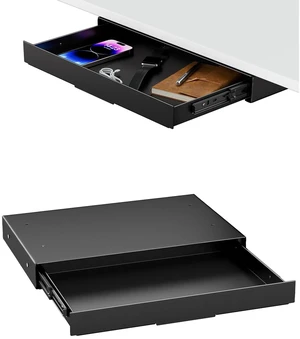 PUTORSEN Under Desk Storage Drawer 14.8" Wide - Smooth Slide Out Organizer for Standing Desk & Home Office, Max Load 17.6 lbs, Quiet Glide, Black PUTORSEN Under Desk Storage Drawer 14.8" Wide - Smooth Slide Out Organizer for Standing Desk & Home Office, Max Load 17.6 lbs, Quiet Glide, Black