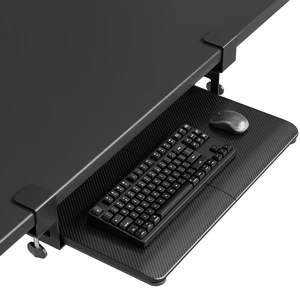 BONTEC Under Desk Keyboard Tray, Pull-Out Keyboard & Mouse Platform | C-Clamp Mount, Space-Saving Ergonomic Slide-Out Drawer, 31.3 in Including Clamps, 20 x 11.8 in Tray, Black Carbon Fiber BONTEC Under Desk Keyboard Tray, Pull-Out Keyboard & Mouse Platform | C-Clamp Mount, Space-Saving Ergonomic Slide-Out Drawer, 31.3 in Including Clamps, 20 x 11.8 in Tray, Black Carbon Fiber