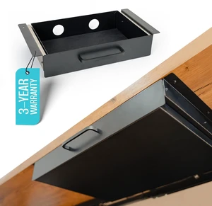 Under Desk Drawer Slide Out Attachment - Carbon Steel Undermount Table Drawer with Cable Management, Pull Out Add-On Storage for Office & Standing Desks (13" x 8" x 2.8") Under Desk Drawer Slide Out Attachment - Carbon Steel Undermount Table Drawer with Cable Management, Pull Out Add-On Storage for Office & Standing Desks (13" x 8" x 2.8")
