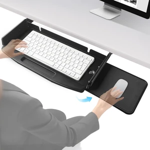 Solid Steel Under Desk Keyboard Tray Slide Out with 360° Rotating Mouse Platform,Keyboard Shelf Sliding,Under Desk Mounted Keyboard Holder,Under Desk Keyboard Drawer 28"Lx11"W Solid Steel Under Desk Keyboard Tray Slide Out with 360° Rotating Mouse Platform,Keyboard Shelf Sliding,Under Desk Mounted Keyboard Holder,Under Desk Keyboard Drawer 28"Lx11"W