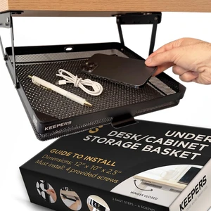 KEEPERS - Under Desk Drawer Slide Out Metal Under Desk Storage Drawer for Office, Home, RV, Kitchen Slim Under Table Drawer Attachment with Easy DIY Mount - Under Desk Organizer - 13x10x2.5In KEEPERS - Under Desk Drawer Slide Out Metal Under Desk Storage Drawer for Office, Home, RV, Kitchen Slim Under Table Drawer Attachment with Easy DIY Mount - Under Desk Organizer - 13x10x2.5In