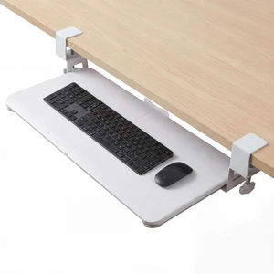 TECLUK UnderDesk Clamp Keyboard Tray, 26.77" SlideOut Tray,White | Ergonomic design with smooth wrapped edge, spacesaving desk extender for home & office use TECLUK UnderDesk Clamp Keyboard Tray, 26.77" SlideOut Tray,White | Ergonomic design with smooth wrapped edge, spacesaving desk extender for home & office use