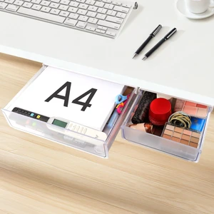 OSPNIEEK Self-adhesive Under Desk Drawer Organizer, 2 Pack Table Hidden Slide Out Large Storage Mounted Desktop Pencil Holder Tray Drawers for Office Home School Stationery Kitchen (XL+L, White) OSPNIEEK Self-adhesive Under Desk Drawer Organizer, 2 Pack Table Hidden Slide Out Large Storage Mounted Desktop Pencil Holder Tray Drawers for Office Home School Stationery Kitchen (XL+L, White)