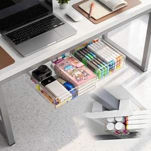 TooCust 2-Pack Under Desk Drawer for Desk with Frame & Beam, Fits Where Standard Drawers Can't, 52mm Heightened Slide Out Organizer, Dual Adhesive or Screw Mount, Clear PET Under Table Storage TooCust 2-Pack Under Desk Drawer for Desk with Frame & Beam, Fits Where Standard Drawers Can't, 52mm Heightened Slide Out Organizer, Dual Adhesive or Screw Mount, Clear PET Under Table Storage