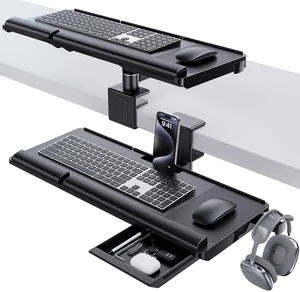 Klearlook Upgraded Adjustable Keyboard Tray for Above Desk & Under Desk Use | 24.4"×10" Platform with 360° Rotation & 180° Tilt, Wrist Rest & Storage Drawer, Phone Slot & Headphone Hanger & Mouse Pad Klearlook Upgraded Adjustable Keyboard Tray for Above Desk & Under Desk Use | 24.4"×10" Platform with 360° Rotation & 180° Tilt, Wrist Rest & Storage Drawer, Phone Slot & Headphone Hanger & Mouse Pad