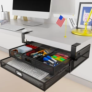 Under Desk Drawer Organizer No Drilling 2 Slide Out Drawer Under Table Storage Drawer Clamp On Under Desk Management Drawer Organizer Suitable for Home and Office Under Desk Drawer Organizer No Drilling 2 Slide Out Drawer Under Table Storage Drawer Clamp On Under Desk Management Drawer Organizer Suitable for Home and Office