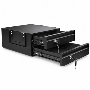 14" D Double Under Desk Drawer Lockable Pull Out Storage Organizer | Metal Under Table Drawer with Lock & Key, Adjustable Height Under Desk Drawer Slide Out Smooth Slide Rails, Tier Hold 33 lbs 14" D Double Under Desk Drawer Lockable Pull Out Storage Organizer | Metal Under Table Drawer with Lock & Key, Adjustable Height Under Desk Drawer Slide Out Smooth Slide Rails, Tier Hold 33 lbs