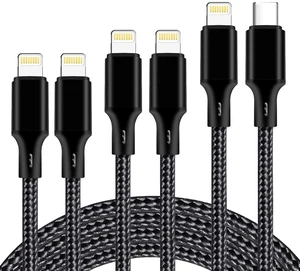 cugunu USB C to Lightning Cable, 5 Pack PD Fast iPhone Charger Cord (Black) | 3/3/6/6/10FT Nylon Braided Apple MFi Certified Power Delivery Charging Cable for iPhone 14/13/12/11/X/Max/8/7/6/5/SE/Plus cugunu USB C to Lightning Cable, 5 Pack PD Fast iPhone Charger Cord (Black) | 3/3/6/6/10FT Nylon Braided Apple MFi Certified Power Delivery Charging Cable for iPhone 14/13/12/11/X/Max/8/7/6/5/SE/Plus