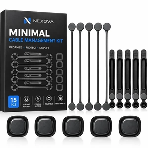 15 PCS Magnetic Cable Organizer Kit, Clips, Ties & Straps - NEXOVA | 5 Magnetic Clips, 5 Silicone Magnetic Ties & 5 Reusable Cable Straps 15 PCS Magnetic Cable Organizer Kit, Clips, Ties & Straps - NEXOVA | 5 Magnetic Clips, 5 Silicone Magnetic Ties & 5 Reusable Cable Straps