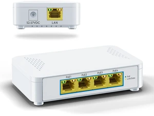5 Port Gigabit PoE Switch - 4 PoE+ Ports, 60W Total, Plug and Play, Small Desktop Switch for Camera/Access Point/IP Phones 5 Port Gigabit PoE Switch - 4 PoE+ Ports, 60W Total, Plug and Play, Small Desktop Switch for Camera/Access Point/IP Phones