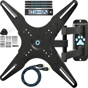 Cheetah Full Motion TV Wall Mount for 24-75" TVs up to 66 lbs, Includes 10 ft HDMI Cable, Tools-Free Tilt, Max VESA 400x400mm, Articulating Arm TV Bracket, Swivel, Low Profile, Extends 20", ALAMLB Cheetah Full Motion TV Wall Mount for 24-75" TVs up to 66 lbs, Includes 10 ft HDMI Cable, Tools-Free Tilt, Max VESA 400x400mm, Articulating Arm TV Bracket, Swivel, Low Profile, Extends 20", ALAMLB