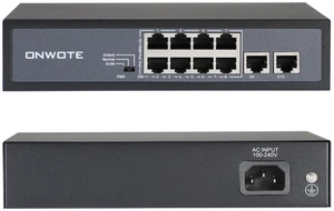 ONWOTE 8 Ports 120W Ethernet PoE Switch, 8X 10/100M PoE Ports | 2x Uplink Gigabit 1000M RJ45 Ports, Add-on Unmanaged Network Ethernet Injector to NVR PoE Security Camera System ONWOTE 8 Ports 120W Ethernet PoE Switch, 8X 10/100M PoE Ports | 2x Uplink Gigabit 1000M RJ45 Ports, Add-on Unmanaged Network Ethernet Injector to NVR PoE Security Camera System