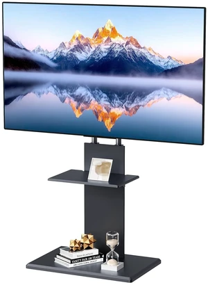 Afaloona Floor TV Stand for 32-70" TVs, Height Adjustable, Media Shelf | Black Furniture-style design with ±15° swivel, Supports up to 99 lbs, sturdy wood base for living room, Max VESA 600×400mm Afaloona Floor TV Stand for 32-70" TVs, Height Adjustable, Media Shelf | Black Furniture-style design with ±15° swivel, Supports up to 99 lbs, sturdy wood base for living room, Max VESA 600×400mm