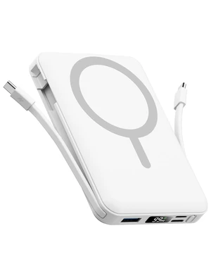 Gawegar for MagSafe Portable Charger, 10000mAh Magnetic Power Bank, White | 2 Built-in USB-C Cables, 20W PD Fast Charge, LED Digital Display Travel Essential Battery Pack for iPhone 18/17/16-12 Series Gawegar for MagSafe Portable Charger, 10000mAh Magnetic Power Bank, White | 2 Built-in USB-C Cables, 20W PD Fast Charge, LED Digital Display Travel Essential Battery Pack for iPhone 18/17/16-12 Series