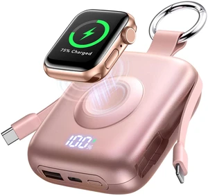 Portable Charger 3 in 1, Smaller 10000mAh Built-in Cables 22.5W Power Bank | Travel Essentials, Fast Charging, Keychain Battery Pack for iPhone18/17/16/15/14, Android, iWatch Ultra/11/10/9/8, Rosegold Portable Charger 3 in 1, Smaller 10000mAh Built-in Cables 22.5W Power Bank | Travel Essentials, Fast Charging, Keychain Battery Pack for iPhone18/17/16/15/14, Android, iWatch Ultra/11/10/9/8, Rosegold