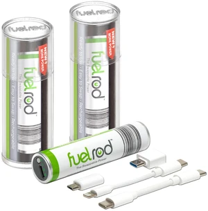 FuelRod USB-C Portable Charger Kit - Pack of 2 - Includes All Cables & Adapters Compatible with All Tablets & Smart Phones, Rechargeable Backup Power Bank, Swap for Charged Rod at Kiosk