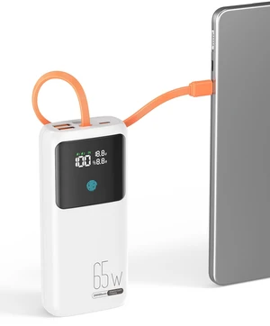 Makoval Portable Laptop Charger 24000mAh 65W w/USB C Built-in Cable White | 65W Fast charging, LED display, Charge 4 devices at once, Pass through TSA approved, Compatible with Macbook/Notebook/iPhone Makoval Portable Laptop Charger 24000mAh 65W w/USB C Built-in Cable White | 65W Fast charging, LED display, Charge 4 devices at once, Pass through TSA approved, Compatible with Macbook/Notebook/iPhone