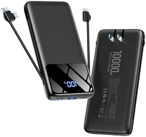 Portable Charger 10000mAh Power Bank with Built-in Cables and Wall Plug | 15W Fast Charging Battery Pack, 5 Outputs LED Display Travel Essential Portable Phone Charger for Cell Phones(Black) Portable Charger 10000mAh Power Bank with Built-in Cables and Wall Plug | 15W Fast Charging Battery Pack, 5 Outputs LED Display Travel Essential Portable Phone Charger for Cell Phones(Black)