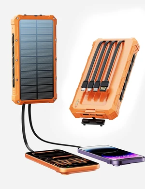Solar-Charger-Power-Bank - 20000mah Solar Powered Battery Charger Cell Phone,20W Fast Charging Built in Cables,Camping Essentials Portable External Battery Pack Compatible with Multiple Devices Solar-Charger-Power-Bank - 20000mah Solar Powered Battery Charger Cell Phone,20W Fast Charging Built in Cables,Camping Essentials Portable External Battery Pack Compatible with Multiple Devices