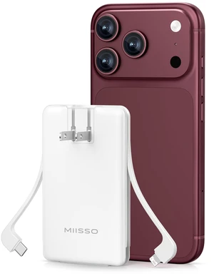 miisso Ultra Slim 5000mAh Power Bank, Built-in Cables & AC Plug,White | Pocket Size Portable Charger,Mini Phone Charger,Travel Essential,USB C External Battery Pack Compatible with iPhone,Samsung miisso Ultra Slim 5000mAh Power Bank, Built-in Cables & AC Plug,White | Pocket Size Portable Charger,Mini Phone Charger,Travel Essential,USB C External Battery Pack Compatible with iPhone,Samsung