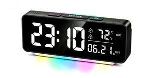 Savorisc Digital Alarm Clock with RGB LED Light | Extra Loud Alarm Clock for Heavy Sleepers Adults Teens Kids - Large Display - 5 Brightness Dimmer - with Adjustable Volume