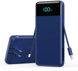 Portable Charger with Built-in AC Plug and Cables,13800mAh All in One USB C Fast Charging Power Bank,Travel Essentials Portable Phone Charger Battery Pack for iPhone 17/16/14,Galaxy,Android-Dark Blue Portable Charger with Built-in AC Plug and Cables,13800mAh All in One USB C Fast Charging Power Bank,Travel Essentials Portable Phone Charger Battery Pack for iPhone 17/16/14,Galaxy,Android-Dark Blue