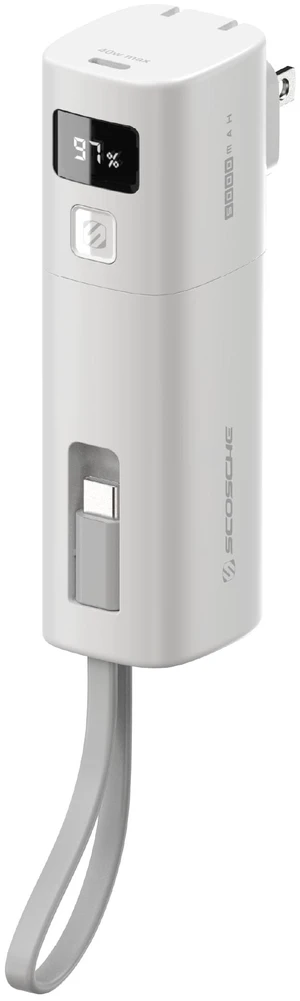 Scosche 3-in-1 40W Power Bank with Wall Plug & Built-in USB-C Cable, 5,000mAh Portable Charger, Compact USB-C Fast Charging Battery Pack with Digital Display for iPhone 17/16, Galaxy, iPad & More Scosche 3-in-1 40W Power Bank with Wall Plug & Built-in USB-C Cable, 5,000mAh Portable Charger, Compact USB-C Fast Charging Battery Pack with Digital Display for iPhone 17/16, Galaxy, iPad & More