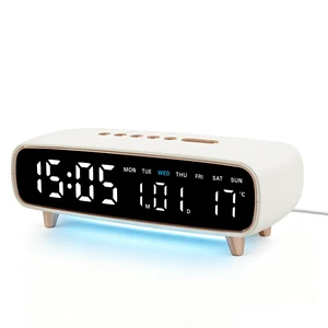 Lafocuse Digital Alarm Clock with Light, 8.2" LED Display White Digital Clock Type-C/Battery Operated with USB Charging, Dual Alarm, Temperature, DST, Snooze for Heavy Sleepers Bedroom Office