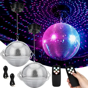 Sratte 2 Pcs 6" Mirror Disco Ball with Motor and Light, 513 RPM | 18 LED Beads Rotating Disco Motor with 4 Colors, Remote Control & USB Powered, for Halloween 80s Party Decor Nightclub Bars Sratte 2 Pcs 6" Mirror Disco Ball with Motor and Light, 513 RPM | 18 LED Beads Rotating Disco Motor with 4 Colors, Remote Control & USB Powered, for Halloween 80s Party Decor Nightclub Bars