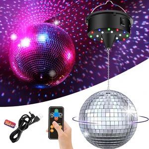 Disco Ball with Motor and Light | 5/8/10/15 RPM Adjustable Speed Rotating | Motor with 6 Inch Hanging Mirror Ball | 4 Light Colors and 18 LEDs for DJ Club | Theme Party Disco Ball with Motor and Light | 5/8/10/15 RPM Adjustable Speed Rotating | Motor with 6 Inch Hanging Mirror Ball | 4 Light Colors and 18 LEDs for DJ Club | Theme Party