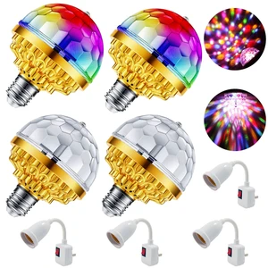 MIKWOAB 4 Pack Colorful Magic Rotating Ball Light, LED Plug in Disco Ball Light, RGB Disco Light Bulb, Party Lights Dj Disco Lights with Sockets for Home Room Dance Parties Bar Karaoke MIKWOAB 4 Pack Colorful Magic Rotating Ball Light, LED Plug in Disco Ball Light, RGB Disco Light Bulb, Party Lights Dj Disco Lights with Sockets for Home Room Dance Parties Bar Karaoke