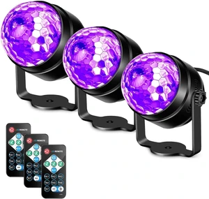 Litake UV Black Light for Glow Party, Sound Activated Party Light with Remote, LED Disco Ball Strobe Light in Dark Party Supplies, Dj Lighting for Halloween Birthday Home Dance Party Decoration 3 Pack Litake UV Black Light for Glow Party, Sound Activated Party Light with Remote, LED Disco Ball Strobe Light in Dark Party Supplies, Dj Lighting for Halloween Birthday Home Dance Party Decoration 3 Pack