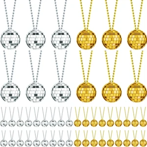 Junkin 48 Pieces Disco Necklaces Decoration Bulk Disco Mirror Ball New Year 70s Party Favors Mini Balls Decoration, 1.57 Inch Stage Props Accessories(Gold, Silver) Junkin 48 Pieces Disco Necklaces Decoration Bulk Disco Mirror Ball New Year 70s Party Favors Mini Balls Decoration, 1.57 Inch Stage Props Accessories(Gold, Silver)
