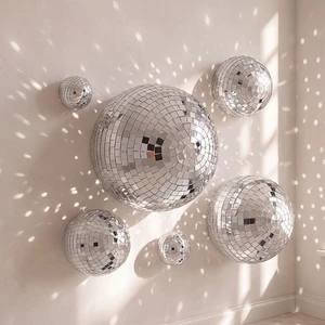 Ferrochef 6 Pcs 3/4 Half Disco Ball Wall Decor 5 Size Silver Mirror Disco Ball Retro Decor with Adhesive Backing 2.4/3.9/4.7/5.9/7.8inch Mirror Funky Wall Art for Indoor Outdoor Home Bar Decoration Ferrochef 6 Pcs 3/4 Half Disco Ball Wall Decor 5 Size Silver Mirror Disco Ball Retro Decor with Adhesive Backing 2.4/3.9/4.7/5.9/7.8inch Mirror Funky Wall Art for Indoor Outdoor Home Bar Decoration