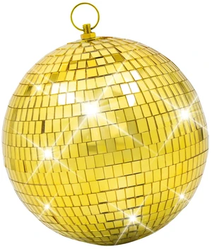 8 Inch Gold Disco Ball Decor: Hanging Mirror Balls Party Decoration | Reflective Glass Disco Ball Ornaments with Hanging Ring for 70s Theme Party DJ Stage Wedding and Room Ceiling Decor 8 Inch Gold Disco Ball Decor: Hanging Mirror Balls Party Decoration | Reflective Glass Disco Ball Ornaments with Hanging Ring for 70s Theme Party DJ Stage Wedding and Room Ceiling Decor