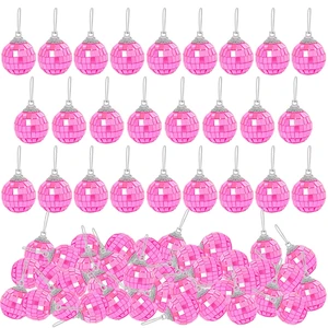 Mini Pink Disco Ball Ornaments: 60 Pack Hanging Disco Balls Decorations | 1.2 Inch Small Pink Disco Ball Decor for Party Christmas Tree Wedding Table Birthday Cake Room Mini Pink Disco Ball Ornaments: 60 Pack Hanging Disco Balls Decorations | 1.2 Inch Small Pink Disco Ball Decor for Party Christmas Tree Wedding Table Birthday Cake Room