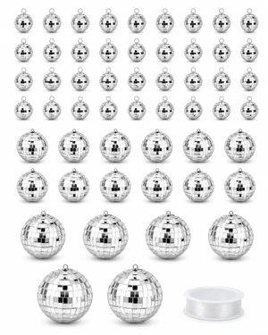 Youdepot Mini Silver Disco Balls, 54PCS Disco Ball Pack | Hanging Ornaments, Disco Party Decorations, Weddings, Rooms, Cakes, Disco Christmas Decor, nye ball, small outdoor disco ball Youdepot Mini Silver Disco Balls, 54PCS Disco Ball Pack | Hanging Ornaments, Disco Party Decorations, Weddings, Rooms, Cakes, Disco Christmas Decor, nye ball, small outdoor disco ball