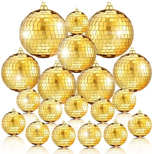 50 Pcs Disco Balls Reflective Disco Ball Decorations Hanging Disco Ball Ornament Different Sizes Mirror Ball for Home Decor, Party, Club (Gold) 50 Pcs Disco Balls Reflective Disco Ball Decorations Hanging Disco Ball Ornament Different Sizes Mirror Ball for Home Decor, Party, Club (Gold)