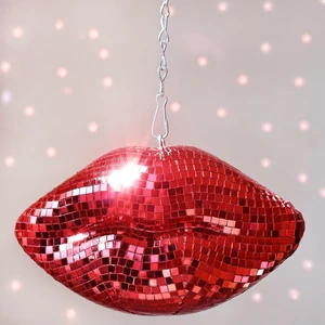 Hanging Disco Lips, Red Disco Ball Decor 8'' | Mirrored Lips Pop Art Decor Cute Handmade Gift for Girls Bedroom, Wedding, Retro Party, Christmas Hanging Disco Lips, Red Disco Ball Decor 8'' | Mirrored Lips Pop Art Decor Cute Handmade Gift for Girls Bedroom, Wedding, Retro Party, Christmas